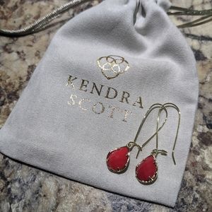 Kendra Scott Gold hoops with red charm